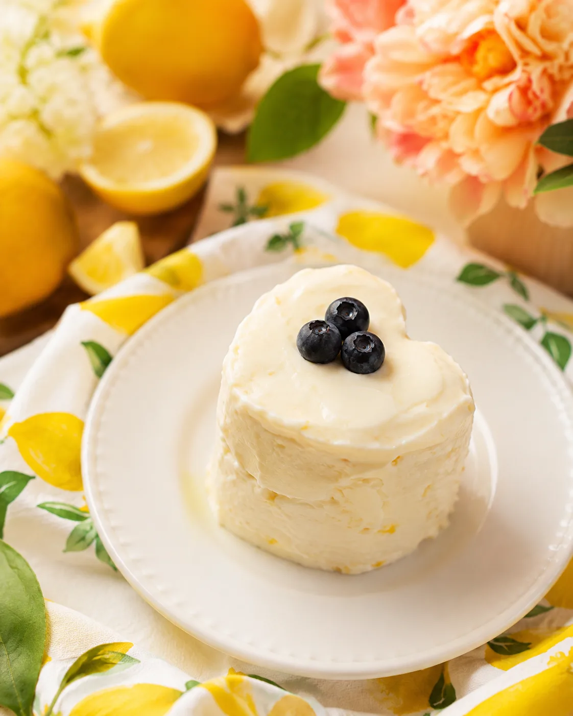Heart shaped Lemon and Blueberry Home made cream cheese icing mini cake